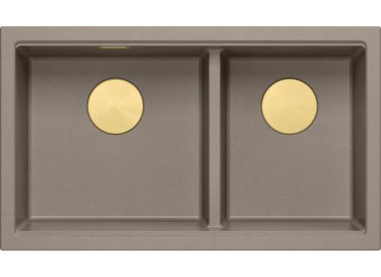 __WYSYŁKA 48H*__ | Zlew QUADRON LOGAN 120 SOFT TAUPE (cappuccino) + syfon ZŁOTY (HQL7645U4_PVDG1_I)