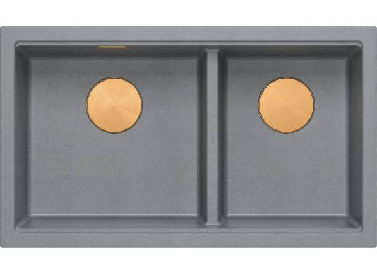 Zlew QUADRON LOGAN 120-U SILVER STONE (szary) + syfon MIEDŹ (HQL7645U5_PVDC1_U)