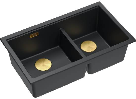 __WYSYŁKA 48H*__ | Zlew QUADRON LOGAN 120-U PURE CARBON (czarny mat) + syfon ZŁOTY (HQL7645U7_PVDG1_U)