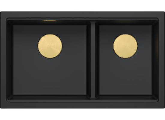 __WYSYŁKA 48H*__ | Zlew QUADRON LOGAN 120-U PURE CARBON (czarny mat) + syfon ZŁOTY (HQL7645U7_PVDG1_U)