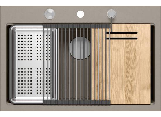 __WYSYŁKA 48H*__ | Zlew QUADRON MARC 110 SOFT TAUPE (cappuccino) + akcesoria (HQM7650U4_BS)