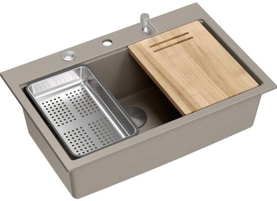 __WYSYŁKA 48H*__ | Zlew QUADRON MARC 110 SOFT TAUPE (cappuccino) + akcesoria (HQM7650U4_BS)