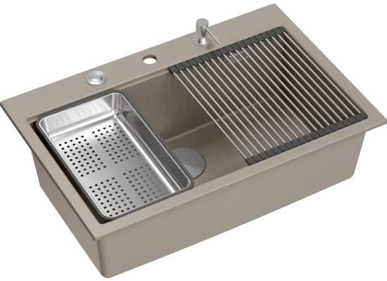 __WYSYŁKA 48H*__ | Zlew QUADRON MARC 110 SOFT TAUPE (cappuccino) + akcesoria (HQM7650U4_BS)