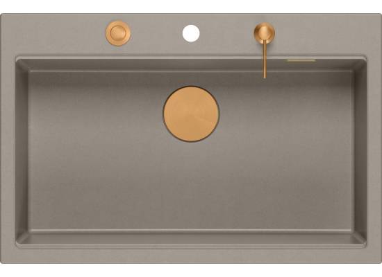 Zlew QUADRON MARC 110 SOFT TAUPE (cappuccino) + syfon MIEDŹ + akcesoria (HQM7650U4_PVDC1)