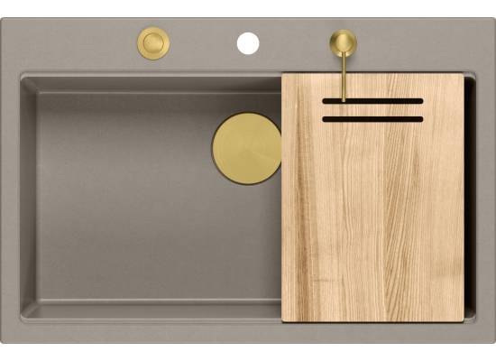 __WYSYŁKA 48H*__ | Zlew QUADRON MARC 110 SOFT TAUPE (cappuccino) + syfon ZŁOTY + akcesoria (HQM7650U4_PVDG1)