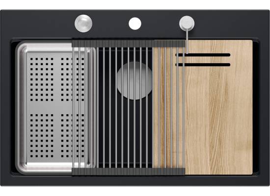 __WYSYŁKA 48H*__ | Zlew QUADRON MARC 110 PURE CARBON (czarny mat) + akcesoria (HQM7650U7_BS)
