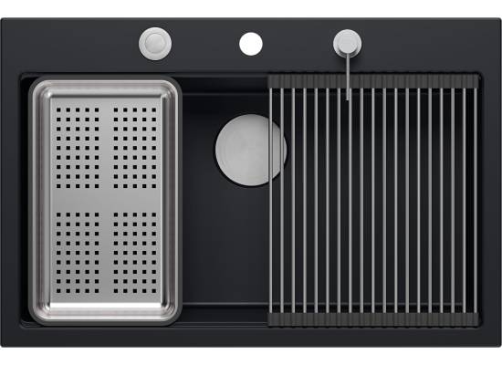 __WYSYŁKA 48H*__ | Zlew QUADRON MARC 110 PURE CARBON (czarny mat) + akcesoria (HQM7650U7_BS)