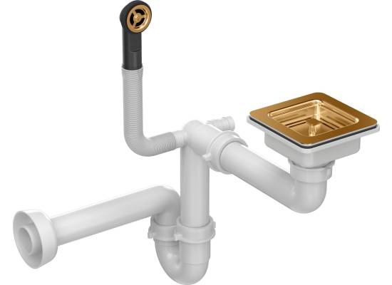 Zlew QUADRON DAVID 40 SILVER STONE (szary) + syfon MIEDŹ (HQD4242U5-C1)