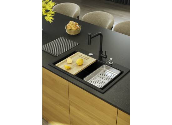 __WYSYŁKA 48H*__ | Zlew QUADRON MARC 110 SOFT TAUPE (cappuccino) + akcesoria (HQM7650U4_BS)