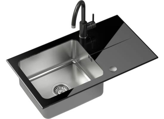 Zestaw QUADRON | HUGH 111 szkło CZARNE + bateria NAOMI czarny połysk (ST3577SC1BS-BW7059CZP)