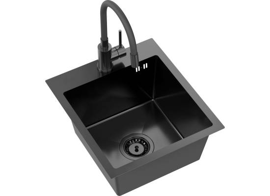 __WYSYŁKA 48H*__ | Zestaw QUADRON | LUKE 90 czarna stal szczotkowana (BLACK INOX) + MAGGIE black metal/czarny (ZH4045PVDBLM_3323503PVDBLM)