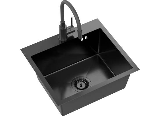 __WYSYŁKA 48H*__ | Zlew QUADRON LUKE 100 czarna stal szczotkowana (BLACK INOX) (ZH5045PVDBLM)