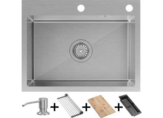 Zlew QUADRON LUKE 110 WORKSTATION stal szczotkowana INOX + dozownik + akcesoria (ZH5845BS)