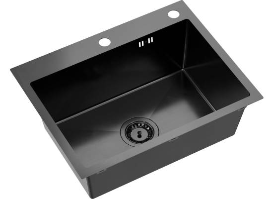 Zlew QUADRON LUKE 110 WORKSTATION czarna stal szczotkowana (BLACK INOX) + dozownik + akcesoria (ZH5845PVDBLM)