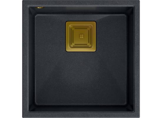 __WYSYŁKA 48H*__ | Zlew QUADRON DAVID 40 BLACK DIAMOND (czarny metalik) + syfon ZŁOTY (HQD4242U8-G1)