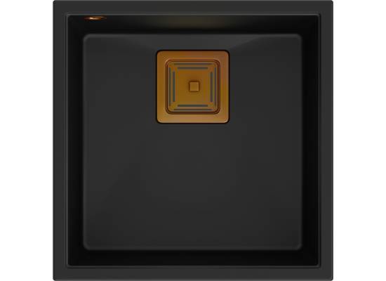 __WYSYŁKA 48H*__ | Zlew QUADRON DAVID 40 PURE CARBON (czarny mat) + syfon MIEDŹ (HQD4242U7-C1)