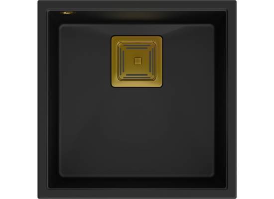 __WYSYŁKA 48H*__ | Zlew QUADRON DAVID 40 PURE CARBON (czarny mat) + syfon ZŁOTY (HQD4242U7-G1)