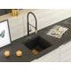 Zlew QUADRON DAVID 40 SILVER STONE (szary) + syfon ZŁOTY (HQD4242U5-G1)