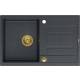 Zlew QUADRON MORGAN 111 BLACK DIAMOND (czarny metalik) + syfon ZŁOTY (HB8203U8-G1_P2O)