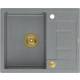 Zlew QUADRON MORGAN 116 SILVER STONE (szary) + syfon ZŁOTY (HB8210U5-G1_P2O)
