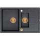 Zlew QUADRON MORGAN 156 BLACK DIAMOND (czarny metalik) + syfon ZŁOTY (HB8224U8-G1_P2O)