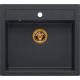 Zlew farmerski QUADRON BILL 110 BLACK DIAMOND (czarny metalik) + syfon MIEDŹ (HCQB6054U8_PVDC1)