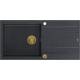 EVAN 146 XL GraniteQ zlewozmywak z syfonem Push 2 Open 1-komorowy z/o (1000x500x210 kom. 420x480) black diamond / elementy złote