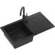 __WYSYŁKA 48H*__ | JOHNNY 111 GraniteQ zlewozmywak granitowy Pure Carbon 1-komorowy z/o (77x44x18,5), z syfonem black + bateria Kate Pure Carbon + doz