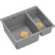 Zlew QUADRON LOGAN 150-U SILVER STONE (szary) + syfon MIEDŹ (HCQL5646U5-C1_U)
