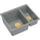 __WYSYŁKA 48H*__ | Zlew QUADRON LOGAN 150 SILVER STONE (szary) + syfon ZŁOTY (HCQL5646U5-G1_I)