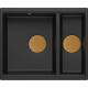 Zlew QUADRON LOGAN 150-U PURE CARBON (czarny mat) + syfon MIEDŹ (HCQL5646U7-C1_U)