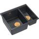 Zlew QUADRON LOGAN 150-U BLACK DIAMOND (czarny metalik) + syfon MIEDŹ (HCQL5646U8-C1_U)