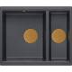 Zlew QUADRON LOGAN 150-U BLACK DIAMOND (czarny metalik) + syfon MIEDŹ (HCQL5646U8-C1_U)