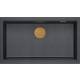 Zlew QUADRON LOGAN 110-U BLACK DIAMOND (czarny metalik) + syfon MIEDŹ (HQD7644U8_PVDC1_U)