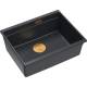 Zlew QUADRON LOGAN 100-U BLACK DIAMOND (czarny metalik) + syfon MIEDŹ (HQJ6045U8_PVDC1_U)