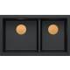 Zlew QUADRON LOGAN 120-U PURE CARBON (czarny mat) + syfon MIEDŹ (HQL7645U7_PVDC1_U)