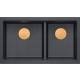 Zlew QUADRON LOGAN 120-U BLACK DIAMOND (czarny metalik) + syfon MIEDŹ (HQL7645U8_PVDC1_U)