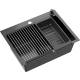 Zlew QUADRON LUKE 110 WORKSTATION czarna stal szczotkowana (BLACK INOX) + dozownik + akcesoria (ZH5845PVDBLM)