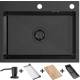 Zlew QUADRON LUKE 110 WORKSTATION czarna stal szczotkowana (BLACK INOX) + dozownik + akcesoria (ZH5845PVDBLM)