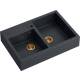 __WYSYŁKA 48H*__ | Zlew farmerski QUADRON BILL 120 BLACK DIAMOND (czarny metalik) + syfon MIEDŹ (HCQB9062U8_PVDC1)