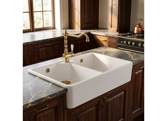 __WYSYŁKA 24H*__ | Zlew ceramiczny REGINOX BELFAST DOUBLE WHITE MATT (biały matowy) (27790159)