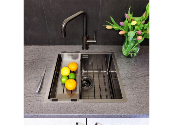 Zlew REGINOX MIAMI 50X40 stal PVD GUN METAL (grafit szczotkowany) (R30721)