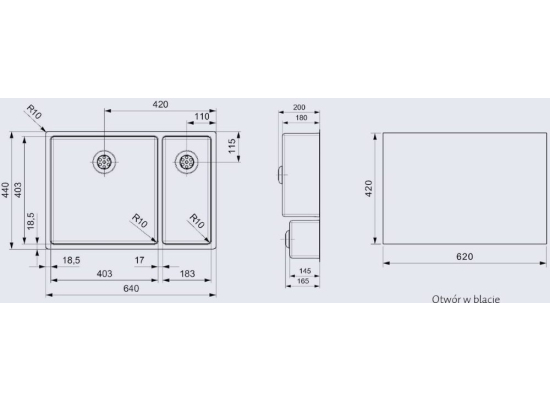 Zlew REGINOX NEW YORK 40X40 + 18X40 stal INOX POLER (R27813)