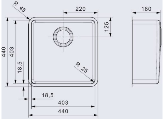 Zlew REGINOX OHIO 40X40 stal INOX MAT (R15957)