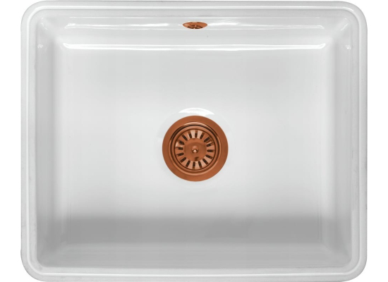 Zlew ceramiczny REGINOX MATARO-II WHITE (biały połysk) + odpływ COPPER (miedź) (R38277-COP)