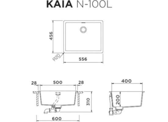 Zlew SCHOCK KAIA N-100L STONE (Cristadur) | linia STUDIO