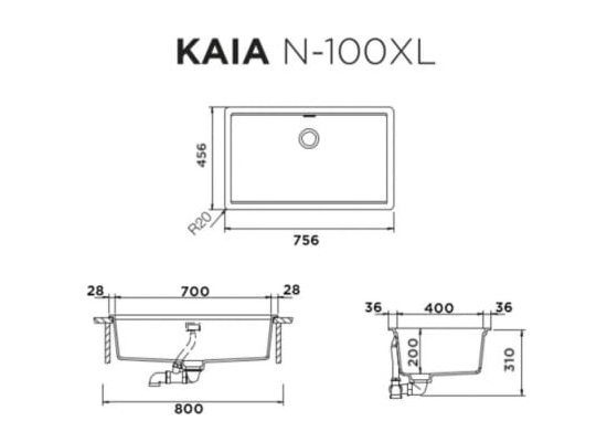Zlew SCHOCK KAIA N-100XL POLARIS (Cristadur) | linia STUDIO