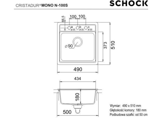 Zlew SCHOCK MONO N-100S BRONZE (Cristadur) *** zamów wycięcie otworów GRATIS ***