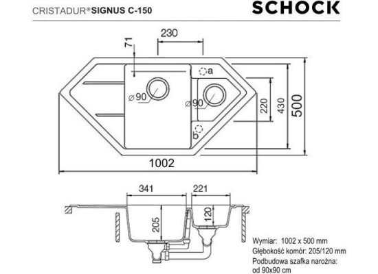 Zlew SCHOCK SIGNUS C-150 BRONZE (Cristadur) *** zamów wycięcie otworów GRATIS ***