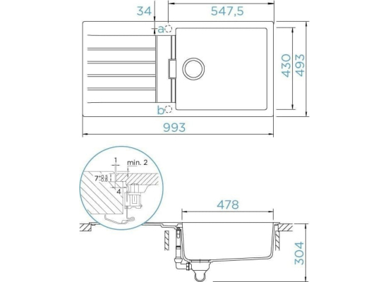 Zlew SCHOCK SIGNUS D-100L-FB SILVERSTONE (na równi z blatem) (Cristadur) | linia STUDIO *** zamów wycięcie otworów GRATIS ***